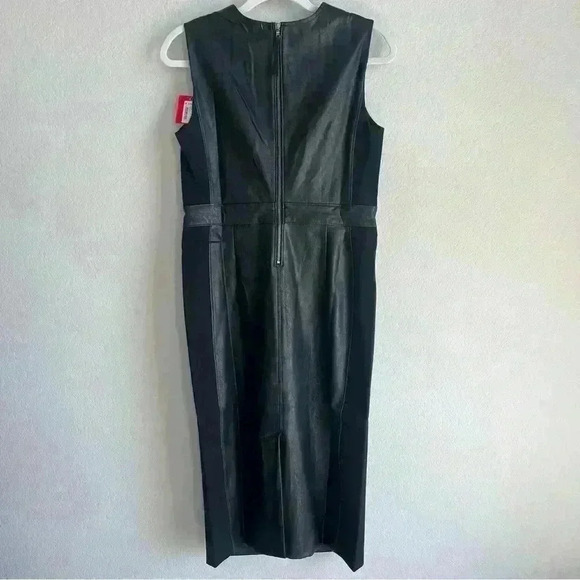 SPANX Leather Like Combo Shapewear Fitted Sheath Midi Dress in‎ Black Size M NWT - Picture 7 of 15